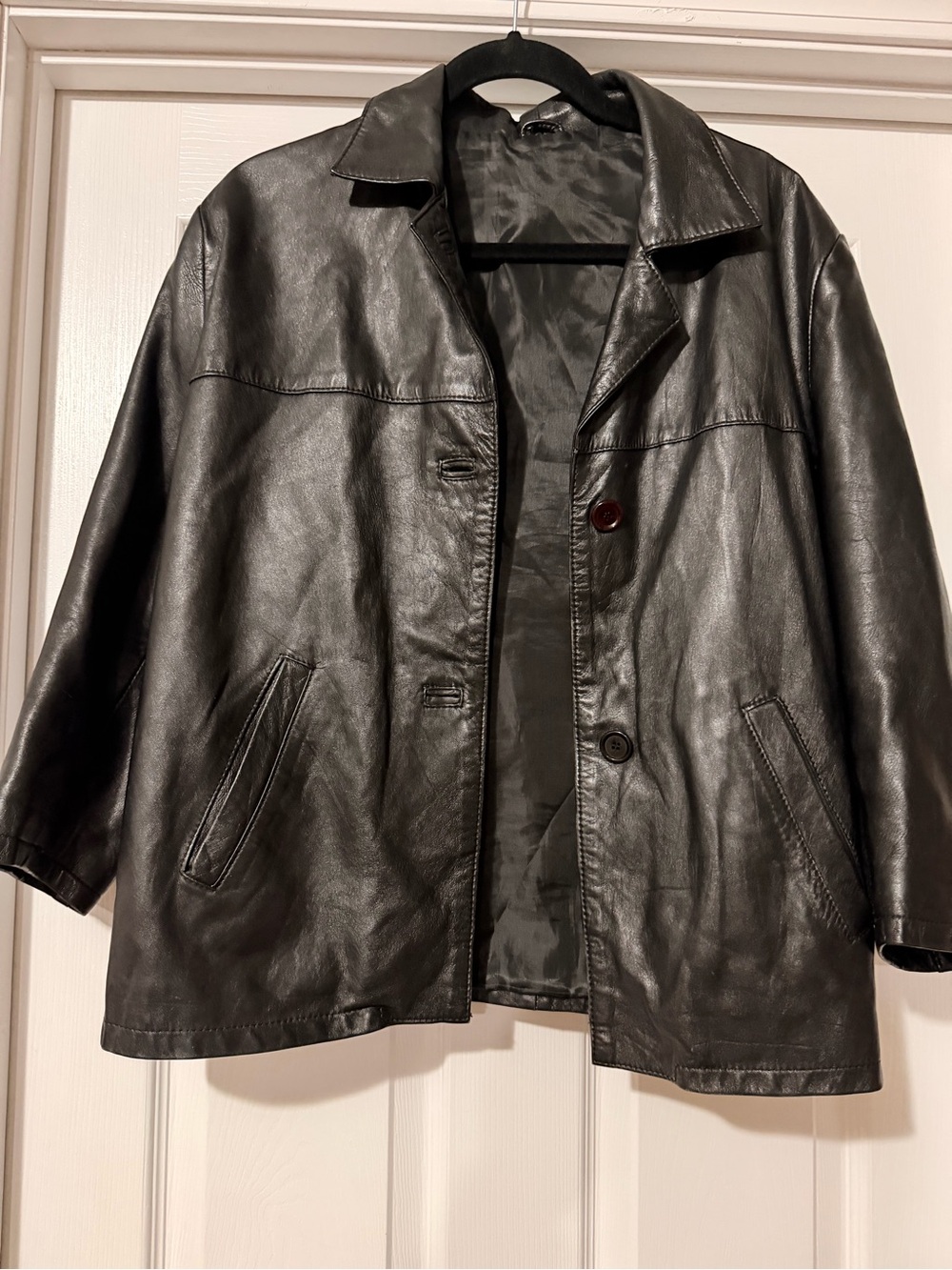 Vera Pelle Black Leather Button-Front Women's Jacket